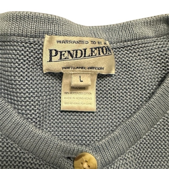 Pendleton Sweaters - Pendleton Cardigan Coastal Nautical Icy Blue Knit Cottagecore Pastel Size L READ